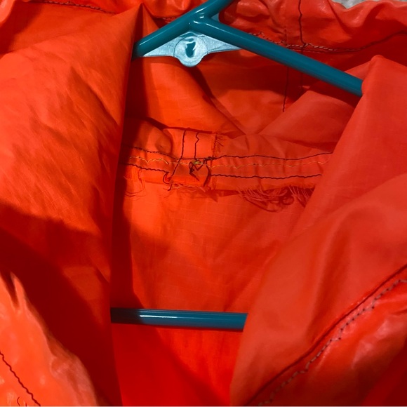 Handmade Windbreaker Jacket with Patches Neon Orange Pullover Pocket Hoodie - Picture 12 of 16